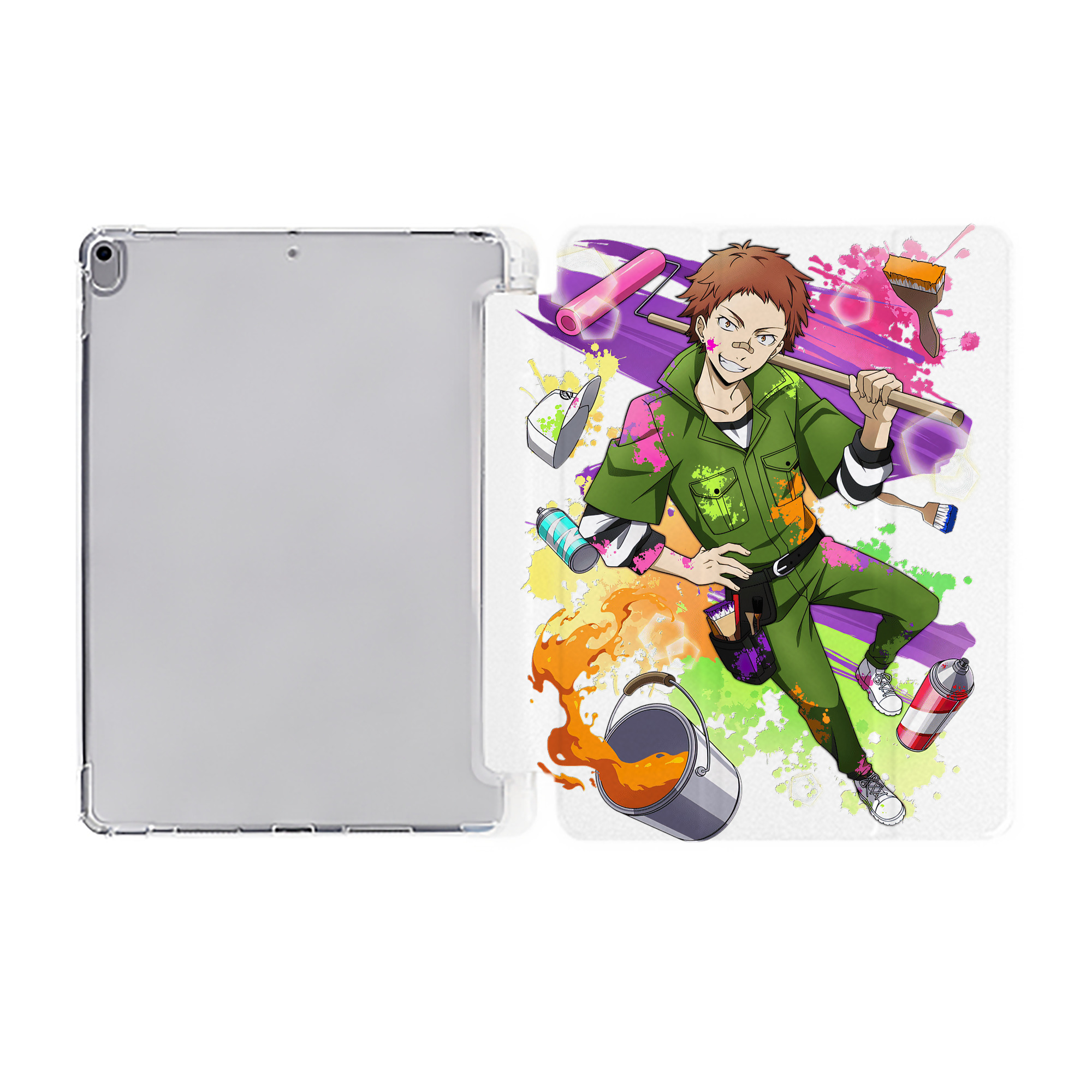 （画像用） 文豪ストレイドッグス Bungo Stray Dogs IPad ケース ペン収納付き 三つ折りスタンド PUレザー×シリコン 対応機種9.5/10.5/10.9インチ